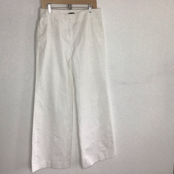 J. Crew Original Fit White Wide-Leg Cotton Chino front Slash pocket pants Sz 10T - Picture 1 of 8